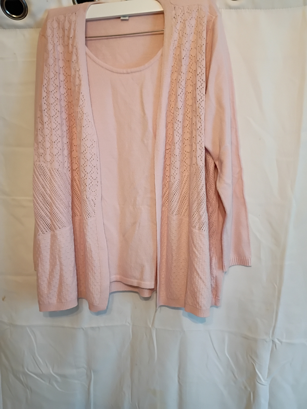 Croft & Barrow Size 2x Light Pink Top/Cardigan In One Piece.